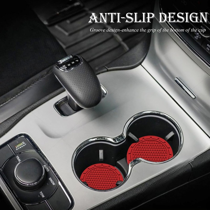 MEAJOO 4PCS Car Cup Holder Coaster, Non-Slip Cup Holders Embedded