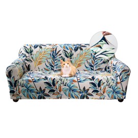 Jaotto Sofa Cover 2 Seater Elastic Stretch Spandex Sofa Throws Sofa Cover Non-Slip Washable Sofa Protector Couch Cover for Sofa with Armrest, Rainforest Leaves