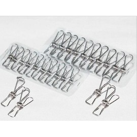 Stainless Steel Pinch (Clothespins) Set of 24, Durable, Rustproof, Laundry, Stainless Steel (24 Clothespins)