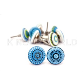 KNOBSWORLD 20 x Mix Vintage Look Flower Ceramic Knobs Door Handle Cabinet Drawer Cupboard Pull Xfer (Blue Xfer)