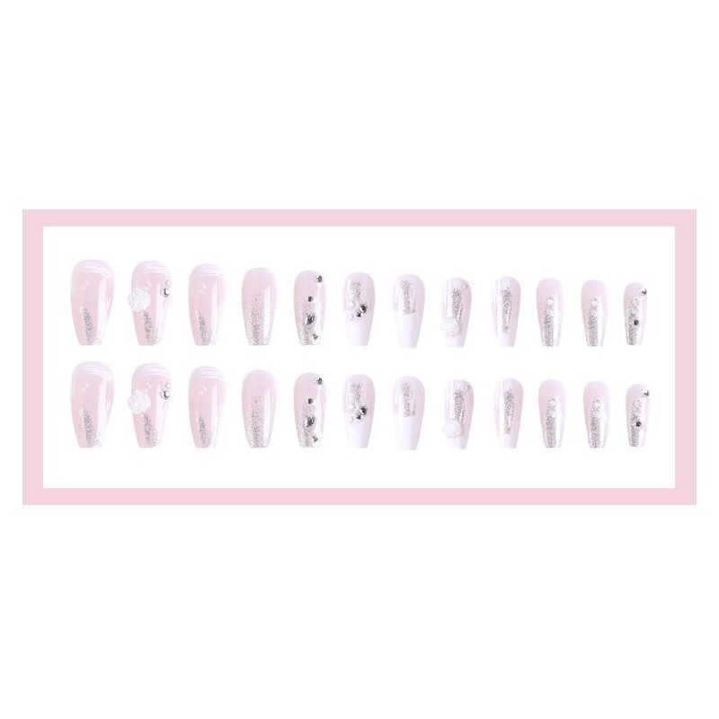 CATKIN 24PCS Long False Nails with Glue Stickers, Press on