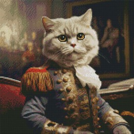 Amiiba Pre Printed Cross Stitch Kits for Adults, Cat General 11ct Stamped Embroidery Kits 15.7×15.7 inch DIY Wall Art Decor for Beginners Kids (Cat General)