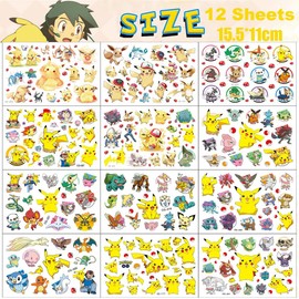 12 Sheets Skin-friendly Children's Tattoos for Sticking, Waterproof Children's Tattoos, Cartoon Tattoos, Party Bags, Children's Birthday Gift, Girls, Boys, Children, Party Decoration