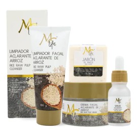 Kit Facial De Arroz, Serum, Crema, Jabón, Aclara. Mc Life                                                                                             