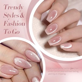 Born Pretty Cat Magnetic Eye Gel Nail Polish, Translucent Milky Pink Cat Magnetic Gel, Jelly Glitter Off Nail Art Salon Manicure Home Gift 15ml