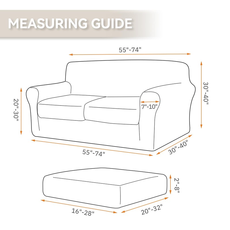 KEKUOU 3 Pieces Stretch Couch Covers for 2 Cushion Couch