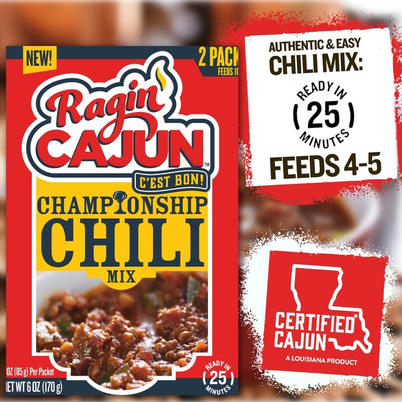 Ragin' Cajun Championship Chili Mix - Pack of 2, Gluten-Free,