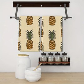 Eveokoki Kitchen Dish Towel 16 x 24 Inch Pineapple Tropical Fruit Dishcloth Watercolor Fruit Decorative Hand Drying Tea Towel for Cooking Baking Cleaning Wipes, Set of 2
