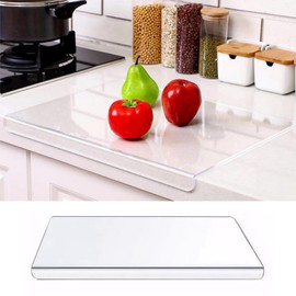 Renyqatt Acrylic Cutting Board with Counter Lip, Large Clear Cutting Board for Kitchen Countertop,60% Thicker,Non-Slip - Ideal for Cutting Vegetables, Fruits, Meat, and Bread (36"L x 24"W)