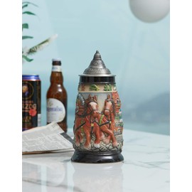 HAUCOZE Beer Stein Beer Mug Germany Oktoberfest Engraved Tankard with Petwer Lid for Gifts Souvenirs Giftbox 0.8 Liter