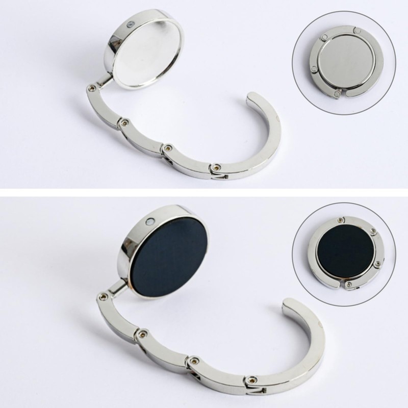 2Pcs Foldable Black Handbag Hooks, Table Bag Holders, Purse Hook