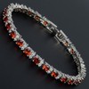 RIZILIA Round Multi-Color CZ Birthstone White Gold Plated Tennis Bracelet,
