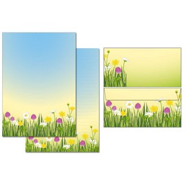 Spring Meadow Writing Pad Set – 1 Writing Pad with Lines DIN A4 + 15 Envelopes DIN Long 7550-F