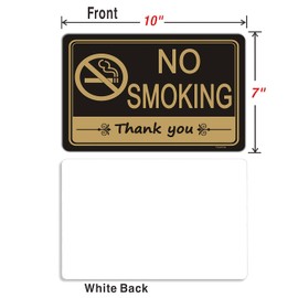 2 Pack No Smoking Thank You Sign 10 x 7 Inches No Smoking Sign with Adhesive Backing Sticker Peel-Off Premium Plastic Waterproof Easy to Mount for Outdoor or Indoor use