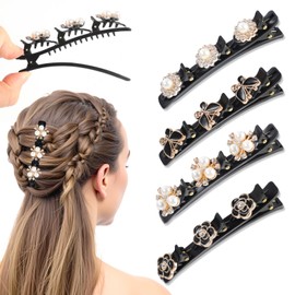 JSRQT 8 Stück Kolibri Haarspange Glitzernde Doppelschicht Geflochtene Haarklammer Kristall-Stein mit 3 Mini Kleinen Hair Clip Hairclip Haarspangen Strass Kristallblume für Damen Frauen Mädchen