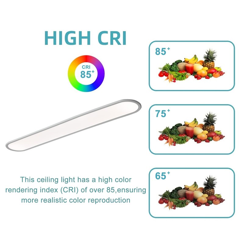 Ganeed 4FT LED Flush Mount Ceiling Light, 51W Dimmable Modern