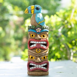 EPTUEGA Solar Tiki Statue-Totem Pole-Tiki Bar - 12.32 inch Tall Tiki Decorations for Outdoor, Patio, Balcony, Yard, Backyard,Lawn Ornament