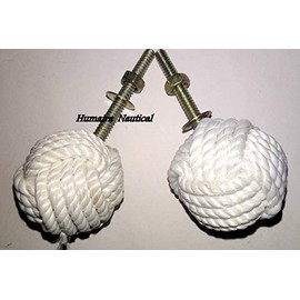 Humaira Nauticals White Jute Rope Door Knobs/Rope Knot Drawer Pulls and Knobs/Pull and Push Handle Knobs for Cabinets, Wardrobes & Cupboards/Nautical Hardware Decor, 47 mm, Set of 4