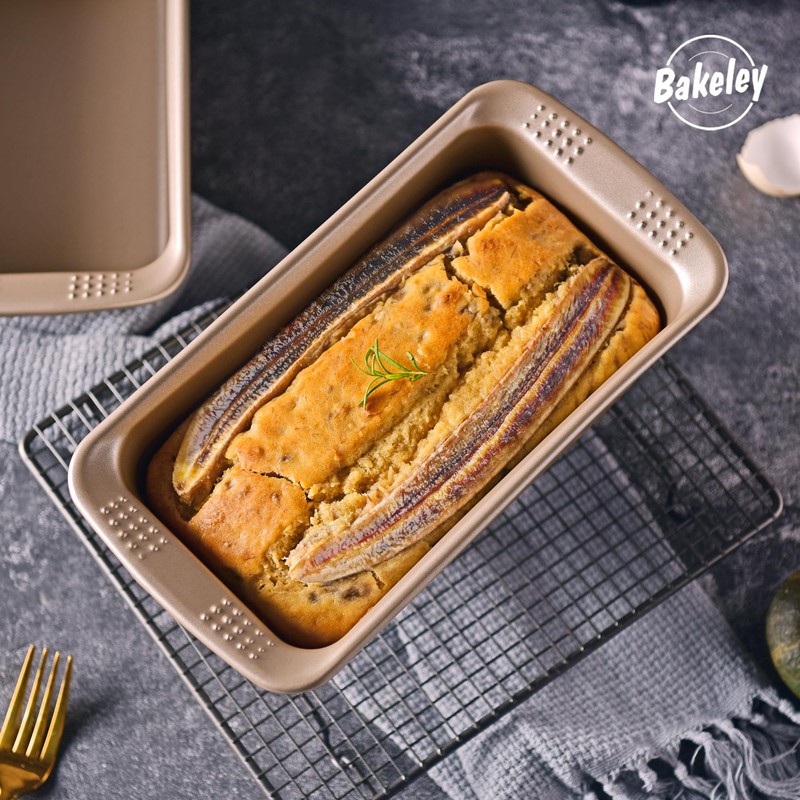 Bakeley Rectangle Loaf Pan Set, 9 Inches Non-Stick Oblong Bread