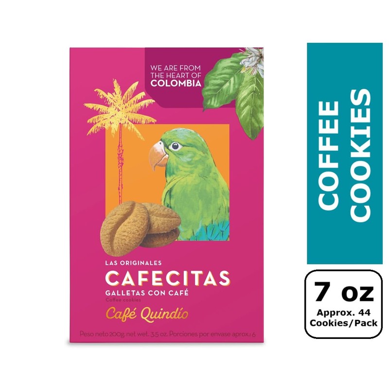 Cafe Quindio Coffee Cookies Cafecitas 7 Ounce Box (200g) -