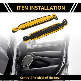 REPAIROCK Pack of 2 Door Hinge Swing for Jeep Wrangler TJ JK JKU JL JLU YJ Door Limiter Strap Door Test Strap Retractable Vibration Limiter Nylon Black Yellow