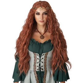 PORSMEER Long Wavy Wigs for Women Middle Part Fluffy Curly Wig Natural Looking Synthetic Heat Resistant Fiber Wigs Hair Replacement Wigs for Daily Party Use Wig (White)