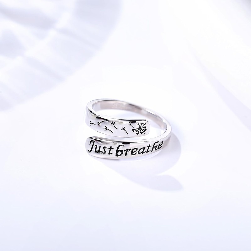 Anillo de plata de ley 925 con texto en inglés