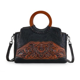 Women Satchel Handbags Crossbody Bag Top Handle Purse ans Hanbags Leather Shoulder Bag Hobo Medium Size Tote, Black