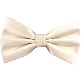 TigerTie Bow Tie Plain Satin + Gift Box, Bow Neck Circumference 30 cm to 50 cm Adjustable, cream