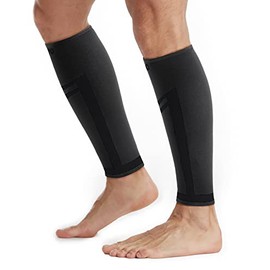 CAMBIVO 2 Pack Calf Compression Sleeve Men and Women, Footless Compression Socks & Calf Support for Running, Sports, Flight, Hiking, Marathon