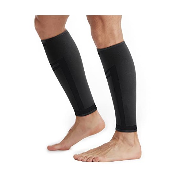 CAMBIVO 2 Pack Calf Compression Sleeve Men and Women, Footless Compression Socks & Calf Support for Running, Sports, Flight, Hiking, Marathon