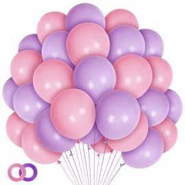 Pink and Purple Balloons 100 Pack 12 inch Light Pink Purple Latex Balloons for Girls Womens Butterfly Baby Shower Decorations Birthday Wedding, Engagements, Anniversary Party Decoration