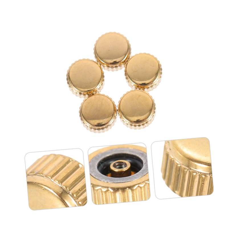 FOMIYES 5pcs Golden Watch Crowns Replacement Tools Watchmaker Accessory for