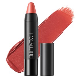 FOCALLURE Ultra Chic Matte Lipstick,Rich Vitamin E Lip Crayon,Lightweight Matte Color without Drying or Fading,Long Lasting Waterproof Lips Makeup,CRIMSON