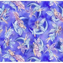 Timeless Treasures BTY Flower Fairy Soiree Sparkling Metallic Sky Cotton Fabric By The Yard CM8861