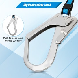 Lonsge 11FT Self Retracting Lifeline, Fall Protection Lanyard 11ft with Swivel Top Rebar Hook and Shock Pack Absorber, Self Retracting Lifeline 11 ft for House Construction Industry