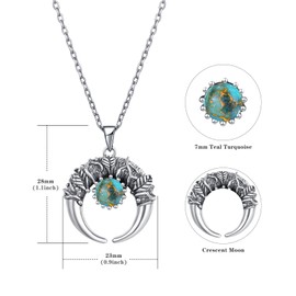 Corato Moonstone Necklace for Women Turquoise Crescent Moon Necklace Sterling silver Turquoise Jewelry Gift for Her