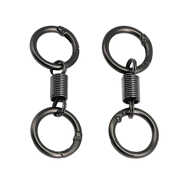 2Pcs Spring Double Ring Keychain, Retractable Key Chain, Detachable Keychain