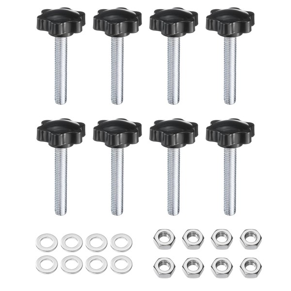 sourcing map 8pcs Star Clamping Knobs with Nuts Washers, M10