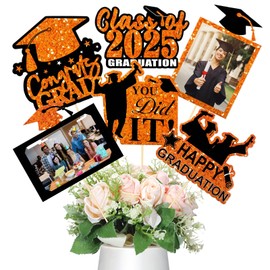 Spiareal 30 PC 2025 Graduation Decorations Graduation Photo Display Centerpiece Kit for Class of 2025 Photo Centerpiece Table Topper Grad Party Decoration for College Congrats(Orange and Black)
