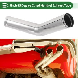 Motoforti 45 Degree Mandrel Exhaust Tube with Bead Roll DIY Custom Car Modified Exhaust Pipe Tubing Piping 2.5" OD 7.87" Length T304 Stainless Steel Silver Tone