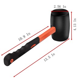 Rubber Hammer with Shock Absorbing Fibre Handle, 28 Oz Mallet for Camping, Floor Installation, Tent Stakes, Home Decoration and Woodworking (28 oz)