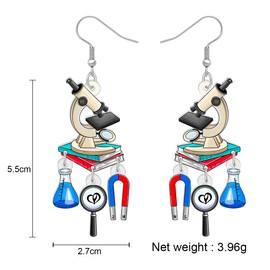 DUOWEI Cute Acrylic Teacher Earrings Crayon Jewellery Back to School Hanging for Women Girls Kids Book Apple Accessories, Acrylic, No Gemstone