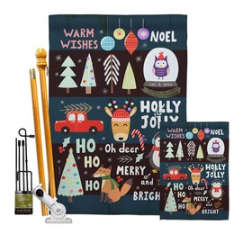 Breeze Decor Christmas Gathering Garden House Flag Kit Winter Santa Marry Xmas Present Reindeer Season Wintertime Snow Decoration Banner Small Yard Gift Double-Sided, Made in USA
