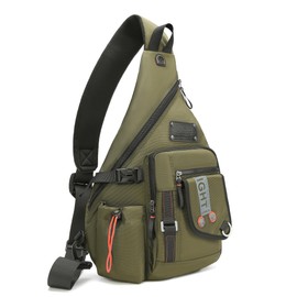 LAMMOK Large Sling Backpack, Sling Chest Bag Shoulder Crossbody Daypacks Fits 14.1-Inch Laptop for Travel Outdoor Men Women(ARMY GREEN)