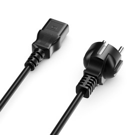 deleyCON 10 m IEC Power Cable Power Cable Cold Appliance Power Cable Protective Contact Plug Type F (CEE 7/4) to IEC Coupling C13 Socket PC Computer Monitor Printer Projector - Black
