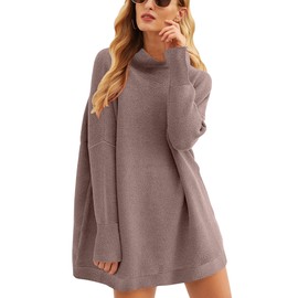 ANRABESS Women Oversized Casual Loose Turtleneck Long Sleeve Slouchy Baggy Knit Tunic Sweaters Pullover 2025 Fall Outfits Nutmeg Medium