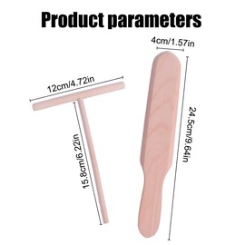 Jitnga Set of 2 Crepes Distributor Spatula and Dough Distributor Set - Wooden T-Scraper, Spatula for Crepes, Palate Ham Maker and Other Kitchen Utensils and Cooking Accessories for Restaurant and Home