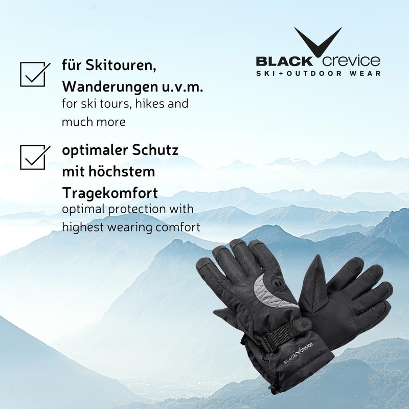 Black Crevice Adult Gloves Black black/red Size:Large