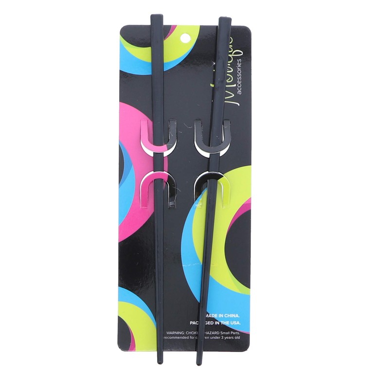 2 Hair Sticks Solid Straight Chopsticks - Black